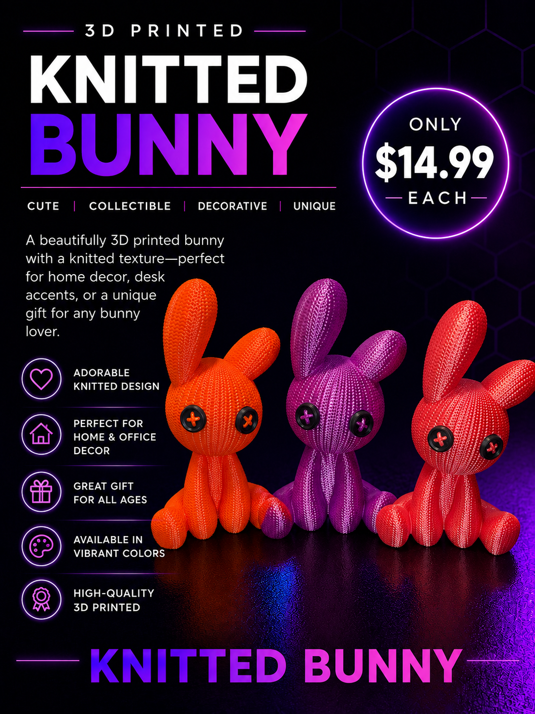 3D Knitted Bunny