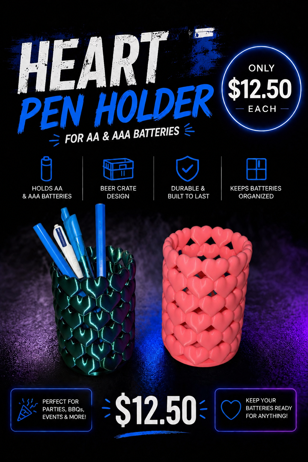 Heart pen holder
